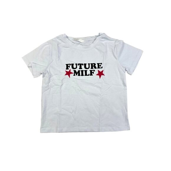 Future Milf Graphic T-shirt in White Black and Red - Picture 1 of 3